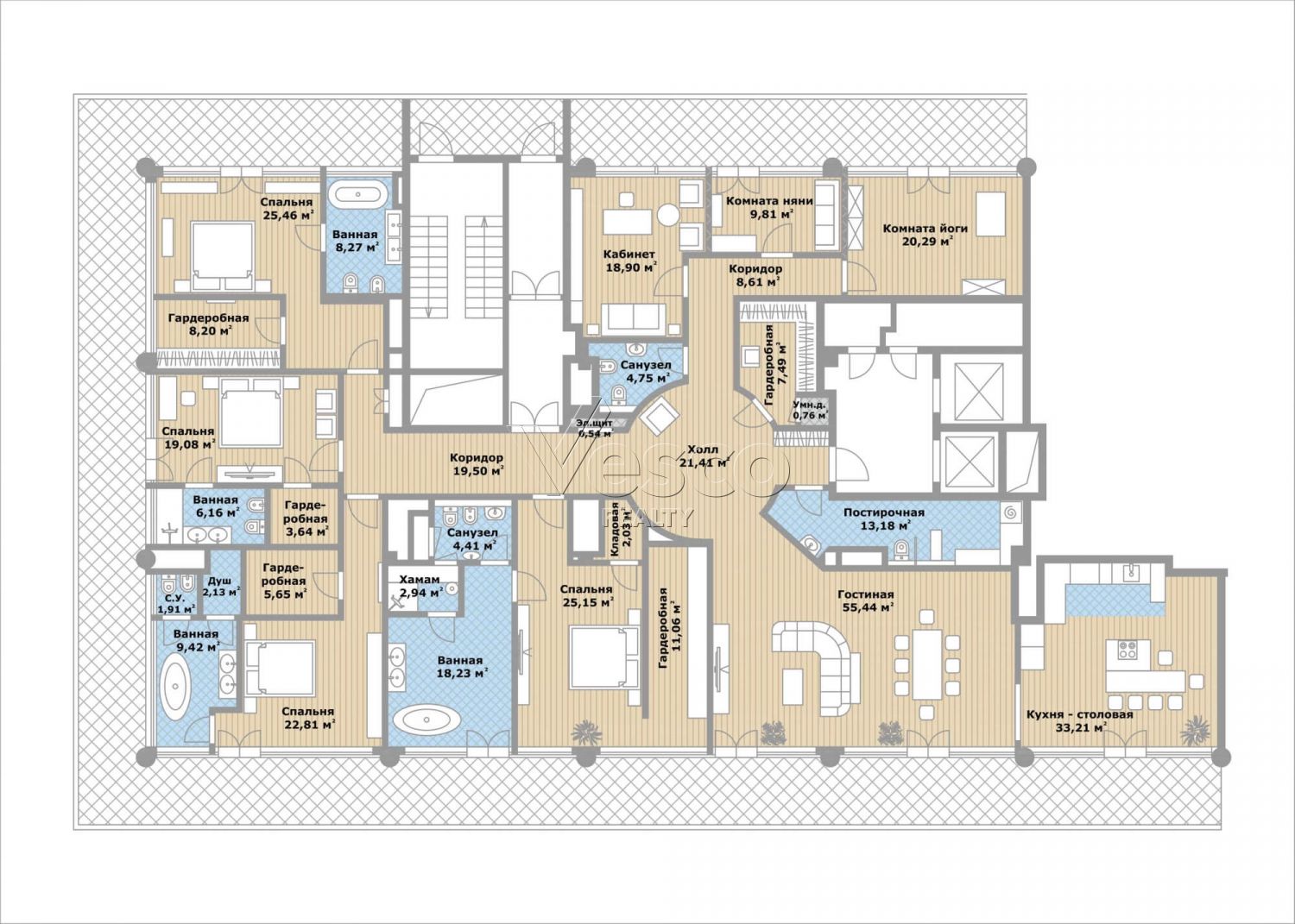 Пентхаус с террасой площадью 404.8 м²