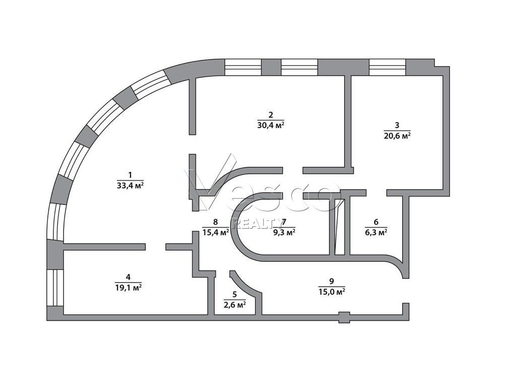 Апартаменты площадью 152.1 м²