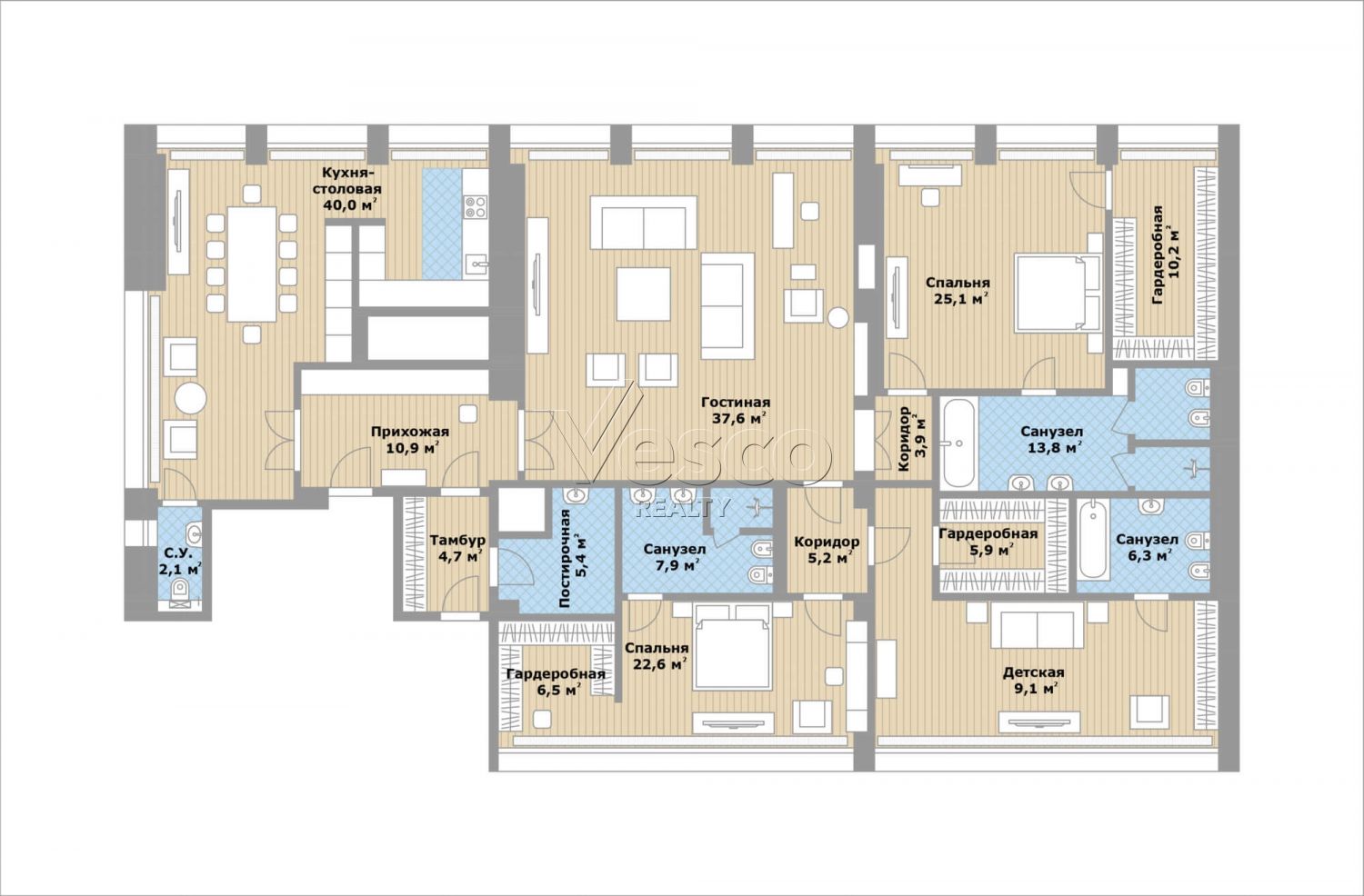 Пентхаус с террасой площадью 245.6 м²