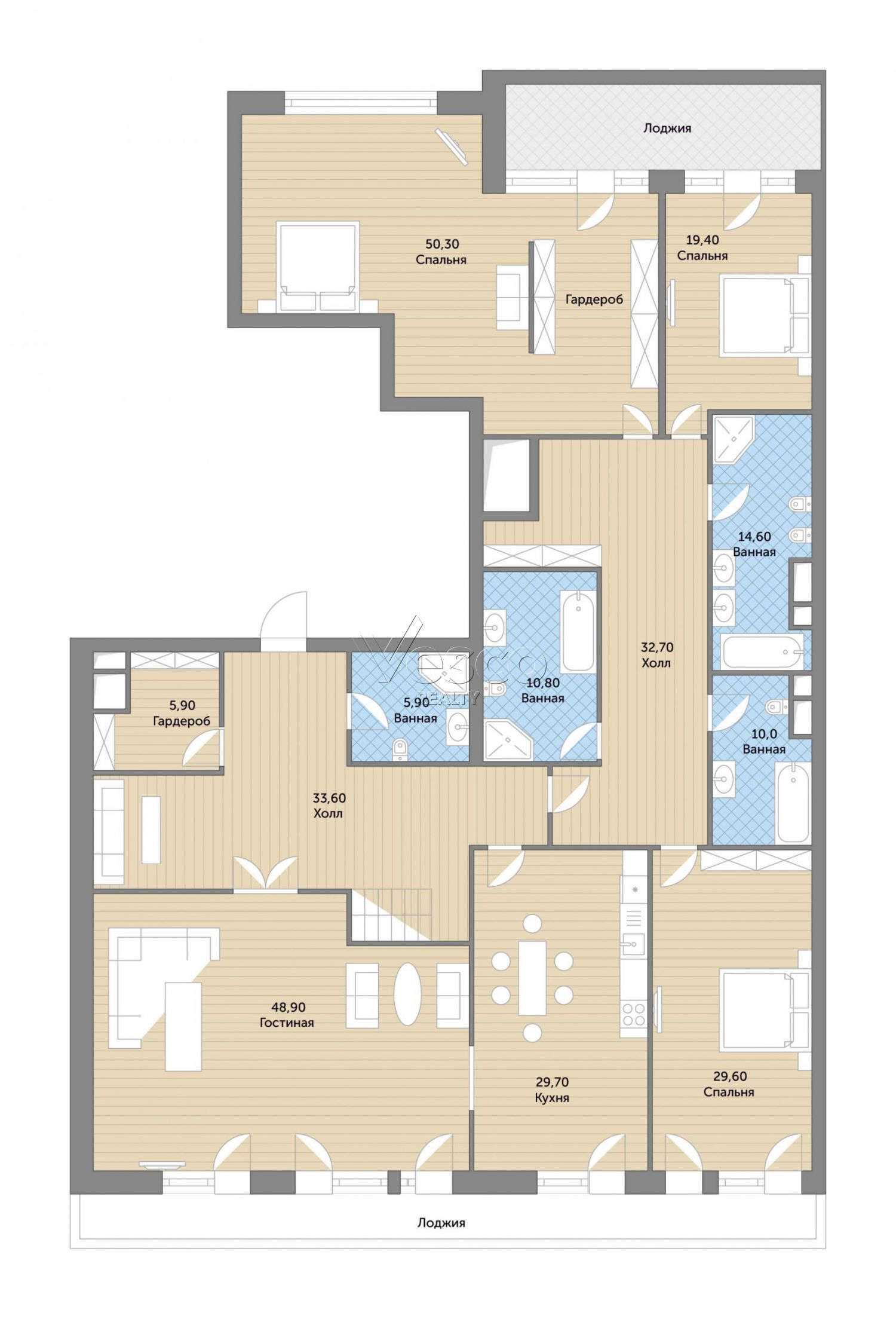 Пентхаус с террасой площадью 297 м²