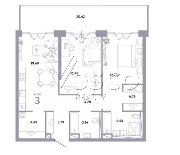 Квартира площадью 100.4 м²