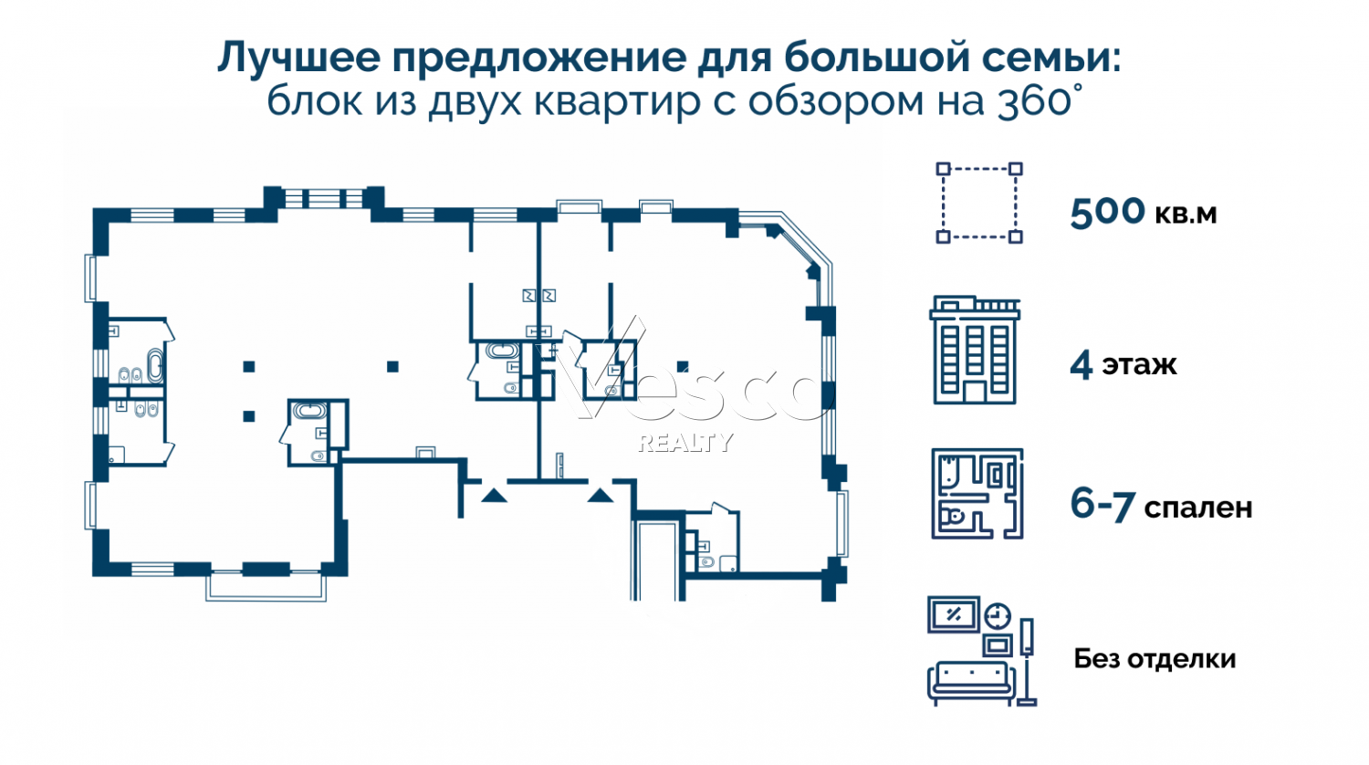 Квартира площадью 500 м²
